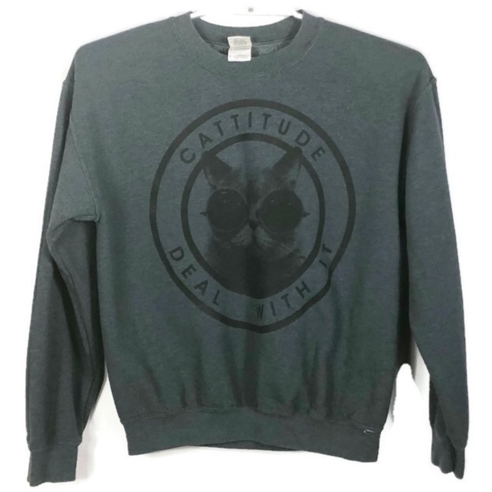 Cattitude Cat Graphic Novelty Sweatshirt Top